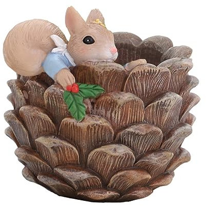 KONTONTY Blumentopf Cartoon Eichhörnchen Sukkulenten-Topf Harz Kleine Pflanzen Kaktus-Topf Blumentopf-Ornament Schreibtisch-Accessoire