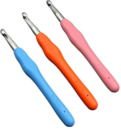 3 Stück Häkelnadel,Ergonomische Häkelnadeln mit Weichen Griffen,Häkelnadel 10mm,Leicht und Bequem Tulip Häkelnadel,Crochet Hook für Anfänge und Erfahrene Häkelliebhaber (8mm9mm mm)