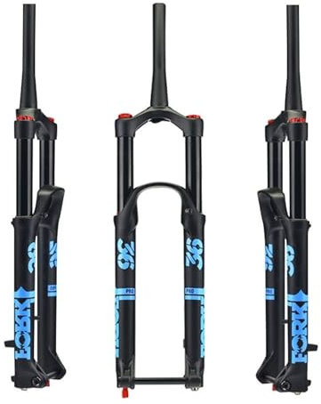 KLYso Travel 140mm Rebound Adjust Thru Axle Front Fork Tapered Manual Lockout DH MTB Air Fork Downhill Mountain Bike Suspension Fork(Black Blue,26'')