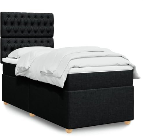 qohoio Boxspringbett mit Matratze Schwarz 80x200 cm Betten Bett Mit Matratze Bett Boxspringbett Schlafzimmer MöBel Stoff - 3293416