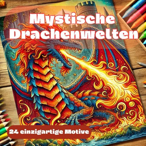 Mystische Drachenwelten: Drachen-Malbuch mit 20 einzigartigen Motiven