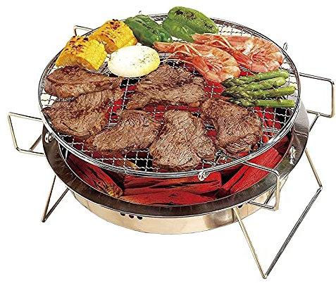 Barbecue a carbonella rotondo con borsa portatile, fornello da barbecue portatile pieghevole in acciaio inossidabile, griglia per fumatori da tavolo, per cucinare all'aperto, campeggio, escursioni,