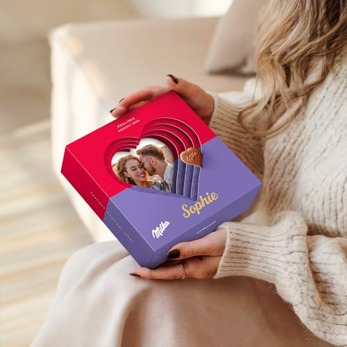 Confezione regalo Milka Hearts 3D personalizzata – Cuori di cioccolato al latte con crema di nocciole 110 g
