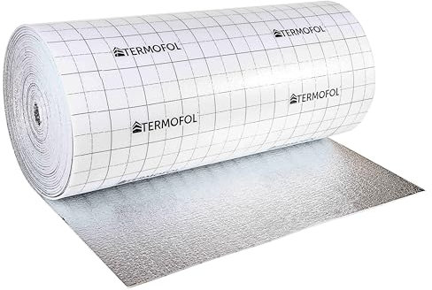 Isolante Termico Alluminio 4mm – Rotolo Isolamento Acustico e Termoriflettente per Riscaldamento a Pavimento, Tetto, Porte Garage, Camper e Roulotte