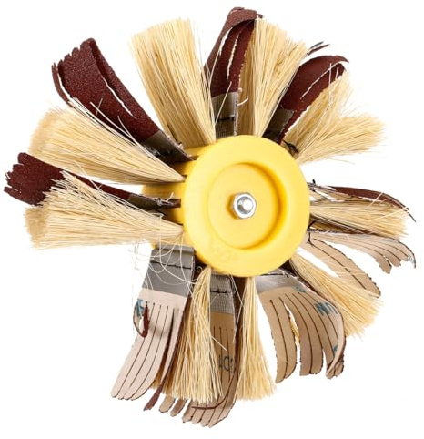 Rueda de Lijado de Sisal y Papel de Lija Grano 120 para Muebles | Reparación y Pulido de Madera, Fácil de Operar, Uso en Metal, Accesorio para Herramienta Rotativa