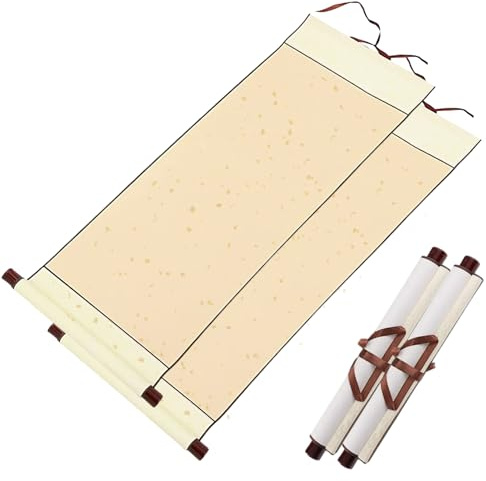 Hugwish 2pcs Chinesische Schriftrolle Kalligraphie Leere Hängende 80x30cm, Schriftrolle Reispapier für Chinesische Kalligrafie Malerei (golden)