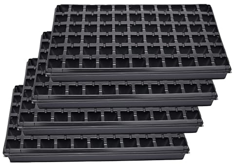 Garronda Confezione da 4 Semenzaio germinazione Vassoio Germinazione per Semi di Coltivazione di Piante da Interno Mini Serra GD-0066 (53x32 cm; 66 Cellule; Nero)