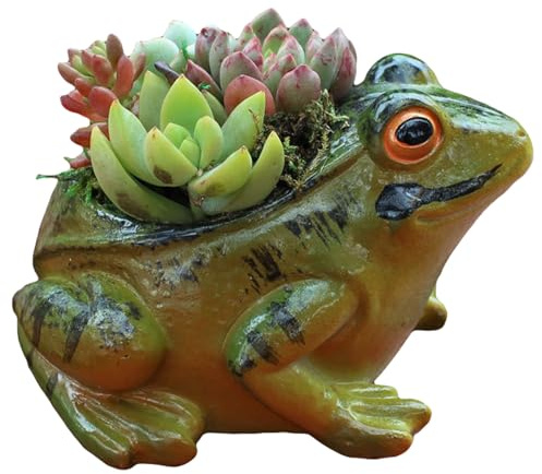DTSFHTDAL Pot de fleurs en résine en forme de grenouille mignonne pour plantes d'intérieur - Mini pots de cactus décoratifs pour la maison, le bureau, le jardin, petit récipient pour plantes