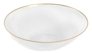 HOMLA LYNN Große Glasschale mit Goldrand, Transparent, 25x7cm, Eleganter Tischservierer