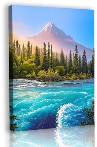 YSYCZ Canvas Wall Art, Landscape Wall Decor Poster Prints, Mountain Scenery Paintings for Living Room Bathroom Bedroom Home Decoration 12x16in
