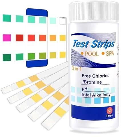 50 Pièces 3 en 1 Test Dureté De I'eau, Test Eau Aquarium, Testeur Eau Potable, Kit de Test de Piscine pour Tester Chlore Libre, L'alcalinité Totale et pH