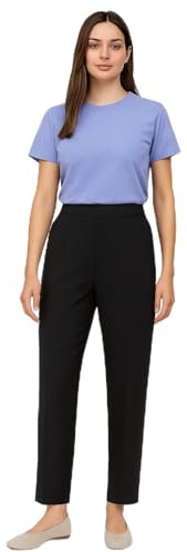 MAARAE Women's Straight Leg Trousers with Elasticated Waist – Comfortable Stretch Pants for Work, Office & Casual Wear, Avaialble in Multiple Colours and Sizes