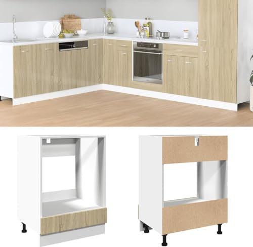 ZQQLVOO Herdumbauschrank Sonoma-Eiche Klassischer Herdumbauschrank mit großem Stauraum für Backofen und Mikrowelle 60x46x81,5 cm Holzwerkstoff