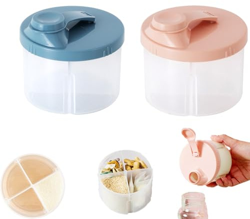 2 Stück Unterwegs Milchpulver Portionierer Baby,Milchpulver Aufbewahrungsbox,Mit Spender Drehbarer,Milchpulver Spender Mit Fächern