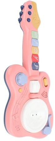 Hztyyier Spielen Gitarre, Elektrisches Pädagogisches Musikinstrument, Lebendiges Cartoon-Design, Gitarrenmusikspielzeug für Kleinkinder, Sicheres Spielzeug aus ABS-Material (PINK)