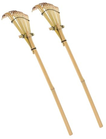 Mipcase Lot de 2 Petits Râteaux de Jardin en Bambou 50 CM Outils à Main pour Aménagement Paysager Entretien des Plates-Bandes et Bacs à Sable Style Japonerie Légers et Compacts pour