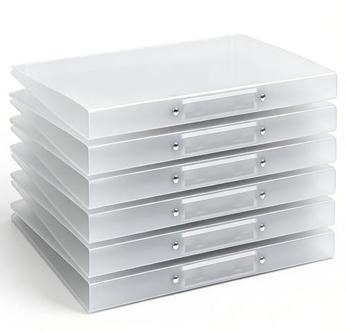 6 stycken ringpärmar A4, ringpärmar med 2 ringar och ryggetiketter, ryggbredd 2,5 cm, ringpärm av plast A4, vit genomskinlig ringpärm, mapp A4 smal för kontor, skolor hemma