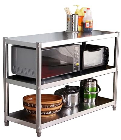 Scaffale da cucina in acciaio inossidabile, tavolo da lavoro per microonde, tavolo da catering, ripiano per mense e ristoranti (90 x 30 x 80 cm) – e versatile