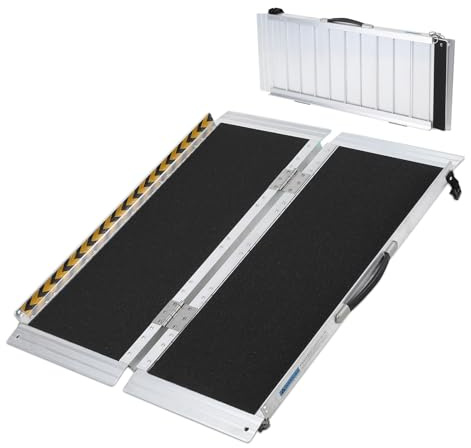 Lidzopas Aluminum Folding Wheelchair Ramp for Home Entry – Non-Slip Threshold Ramp for Doorways, Steps, and Stairs – Portable Handicap Access Ramp for Elderly, Scooters, and Wheelchairs