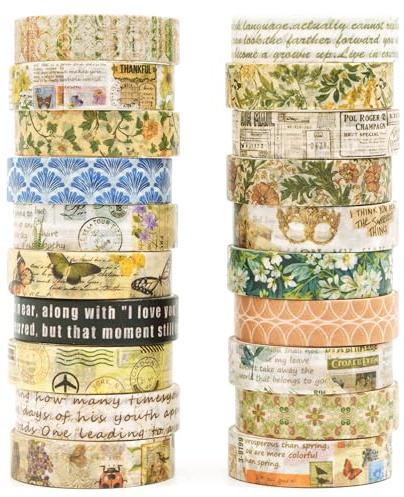 Songdao 20 rouleaux Washi Tape Set, Masking Tape Scrapbooking Ruban Adhésif Décoratif pour Arts, Bullet Journal, Bricolage, Emballage