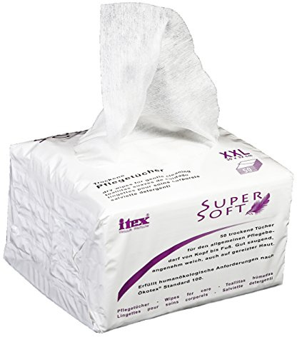 SuperSoft (Das Original), 900 seifenfreie Baby-Pflegetücher, trocken, aus Viskose & PES, sehr weich