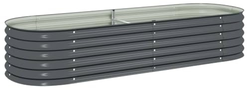 vidaXL Odlingslåda upphöjd galvaniserat stål 240x80x44 cm grå