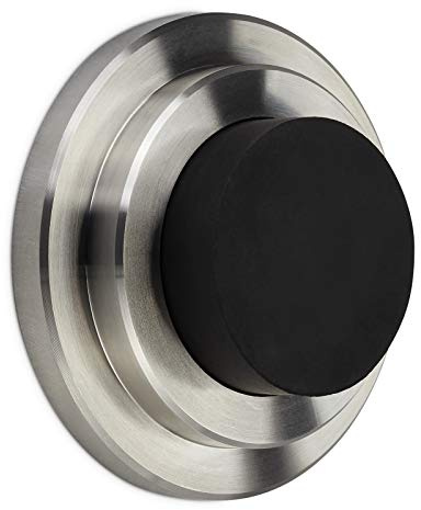SOTECH Türstopper Daemon Höhe 20,5 mm echt Edelstahl Ø 60 mm Ø 33 mm | für Wandbefestigung mit Gummipuffer