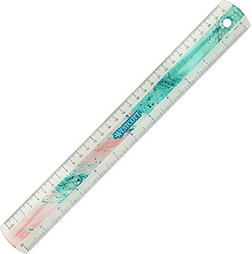 Westcott Righello in plastica effetto marmo, 30 cm, rosa E-13300
