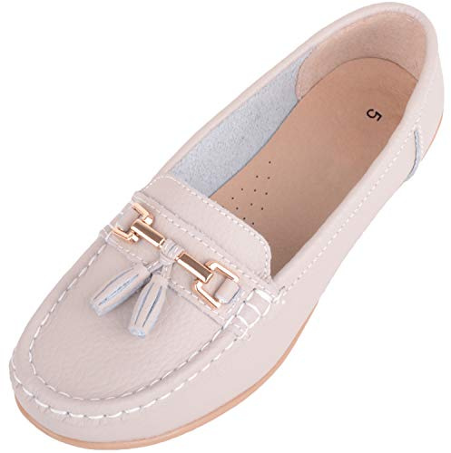ABSOLUTE FOOTWEAR Womens Slip On Casual Leather Loafer Deck Boat Shoes Sandals