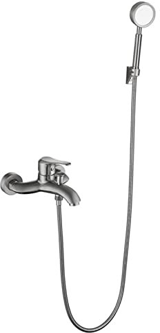 Ksunun Badewannenarmatur Edelstahl Heiße Und Kalte Badewanne Wasserhahn Gebürstetes Einhebel Wannenmischer-Dusche Set mit Hochdruckhanddusche und Brausehalter Wandmontage Wannenarmatur