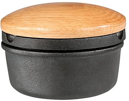 Zassenhaus Gewürzreibe XL | Ø 11 cm, Höhe: 7 cm | aus Gusseisen mit Vorratsfach | dicht schließender Buchenholzdeckel | extra breite Reibefläche | Reibe für frische Kräuter und Gewürze, 076141