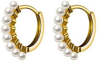 STOPI Echte 925 Sterling Silber Creolen Für Frauen Hochzeit Weihnachten Synthese Perle Gold Feinsilber Schmuck