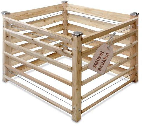 Gartenwelt Riegelsberger Compostiera moderna singola, ca. 80 x 100 cm, altezza 80 cm, in legno di larice, compostiera in legno massello