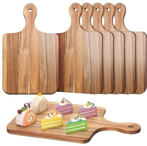 Didaey 6 Pcs Cutting Board Bulk Kitchen Thicken Chopping Board with Handles Wooden Charcuterie Serving Board Blank Wood Boards for Engraving Wedding Housewarming(16 x 10 Inch, Acacia Wood)