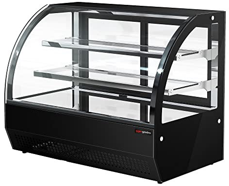 GGM Gastro | TKVH700R | Tisch-Kühlvitrine - 105 Liter - 700mm - mit 2 Glassblagen - rund - Schwarz