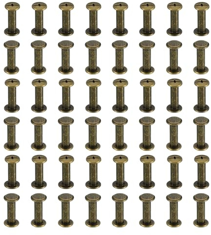 PATIKIL 50 Ensembles de Vis Chicago, Vis de Reliure à Tête Phillips M5x16mm en Acier Au Carbone Plaqué Cuivre antiques pour Rivets en Cuir, Attaches pour Ceinture en Cuir, Marron