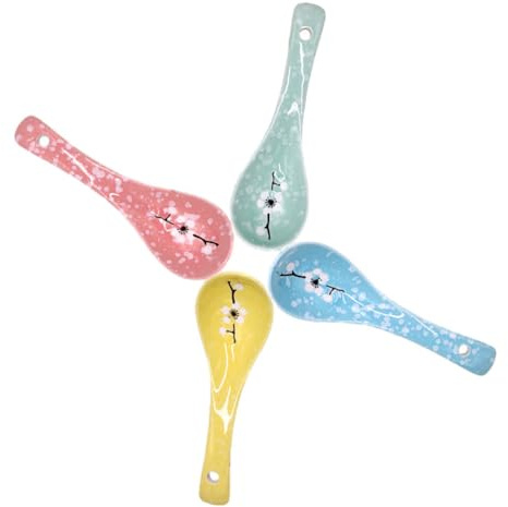 OUNONA 4 Stück Keramische Löffel Set - Vintage Suppenlöffel Für Elegantes Und Dekoration Ideal Für Hauswarming Geschenke