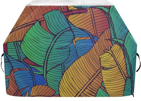 Grillabdeckungen, Oxford-Grillabdeckung für Weber, Brinkmann, Char Broil, wasserdicht, winddicht, reißfest, bunt, tropische Blätter, Gasgrillabdeckung (165 x 63,5 x 114 cm)