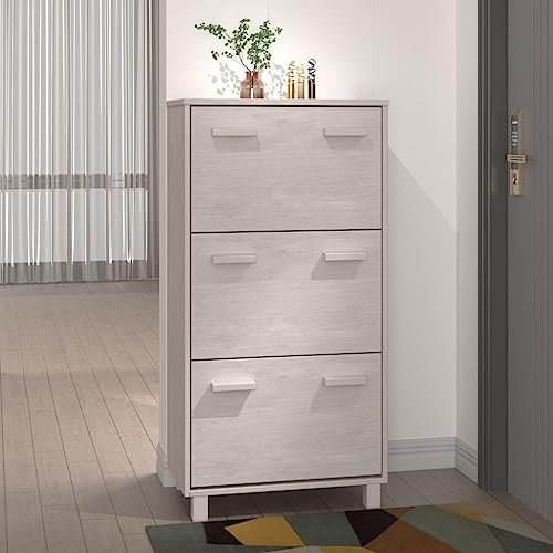DYRJDJWIDHW schuhregal Outdoor,schuhregal,Schrank Organizer,Schuhschrank HAMAR Weiß 59,5x35x117 cm Massivholz KieferFür Türöffnungen, Korridore