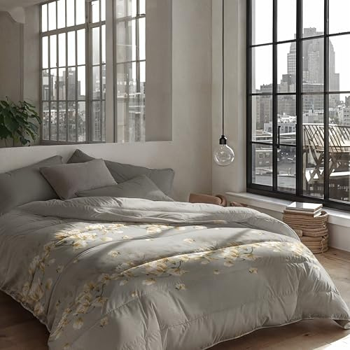 Zelesta Royalbed Couette 4 Saisons 200x200cm - Sans Housse, Hiver et Été Chaude, Lavable, Hypoallergénique - Linge de Lit (White Blossom)
