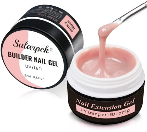 Sularpek Gel Nnägel, 2 Stück 15ml Aufbaugel für Gelnägel, Acrylgel für Nägel, UV Nagellack für Nägel Reparatur, Verstärkungsverlängerung für Nagelstudio (Milky Rose)