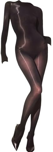 RUIBAVYA Mujer Sexy LenceríBodystocking A Cuello Alto Bodystocking Medias Sexy Brillante Body Mujer Sexy