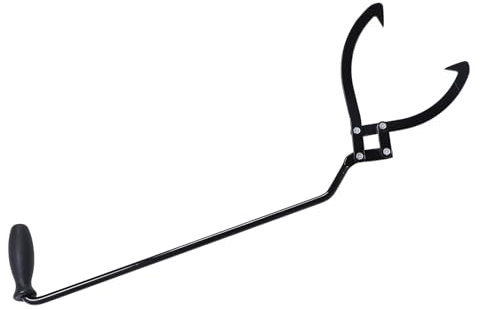 Log Tongs, Log Grapple 10in Opening Long Handle Log Lifting Hook Log Lifting Hook Hand Log Grapple Log Lifter Firewood Tongs for Dragging Carrying Logging Tool Equipment
