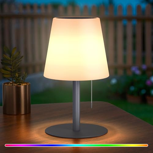 uuffoo Solar Outdoor Lampe Kabellos LED Tischlampe Dimmbar Solarlampen Campinglampe für Balkon Garten Hof