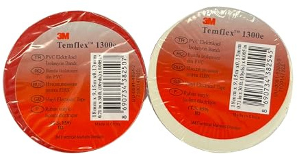 huzur elektrik Black Electrical Tape | Electrical Insulation Tape for Indoor Wiring Harnesses | High Quality Vinyl, Wear-Resistant, Moisture-Resistant, Corrosion Resistant (2, Red - White)