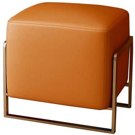 45,7 cm kleiner quadratischer Ottomane mit Fußstütze, Leder-Fußhocker, mit Metallbeinen, für Wohnzimmer, Schlafzimmer, Couch, gepolsterter Sofa-Hocker mit weich gepolstertem Schminkhocker
