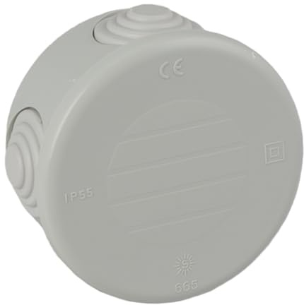 Solera Ø70×35 mm IP55 Boîte de dérivation extérieure étanche ronde IK07 avec cônes • 665 • Gris • 1 unité