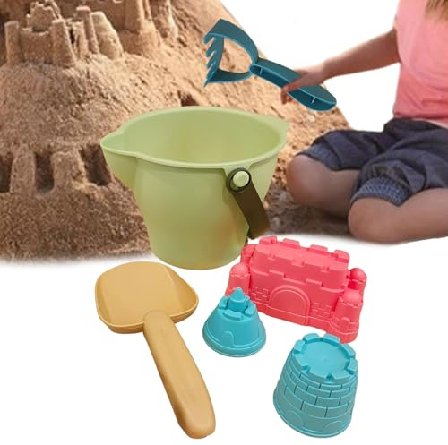 Strandspielzeug-Set – Strandspielzeug mit Schlossformen, Sandformen für Kleinkinder, 6-teiliges Sandspielzeug-Set enthält einen Eimer, Kastenbauformen