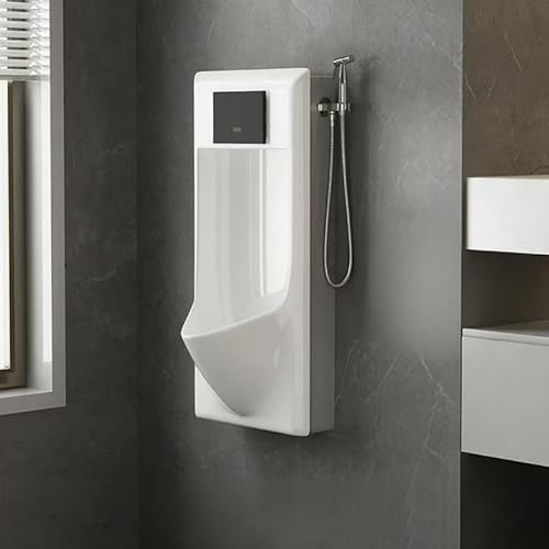 Orinatoio da uomo a parete con sensore automatico, design in ceramica a prova di schizzi per bagni pubblici, a prova di fuoriuscite, ideale per bagni e uso commerciale