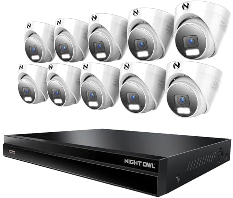 Night Owl 2-Way Audio 32 Channel 12MP NVR with 16TB HDD and 10 Wired IP 12MP Deterrence Dome Cameras
